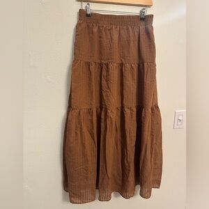 Line & Dot brown Maxi Skirt‎ tiered and lined size M